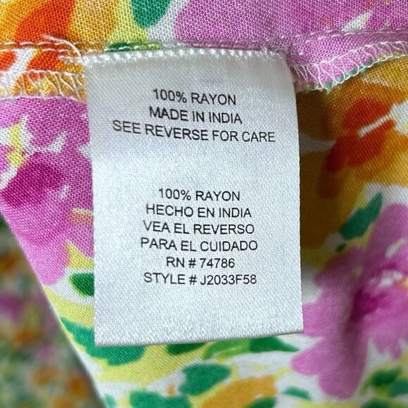 Patrons of Peace Malibu Floral Flowy Short Dress in IV Lime Flower Size XL - Picture 7 of 8